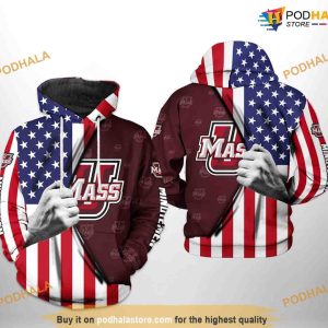 UMass Minutemen US Flag NCAA 3D Hoodie