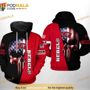 UNLV Rebels NCAA US Flag Skull 3D Hoodie