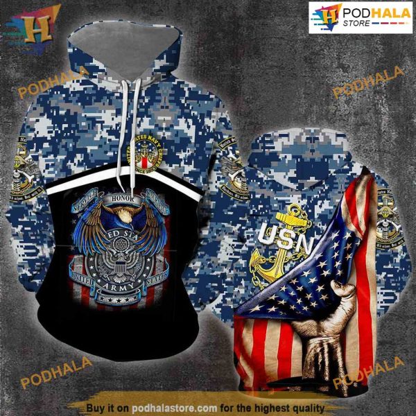 US Navy Veteran All Over Printed 3D Hoodie Sweatshirt