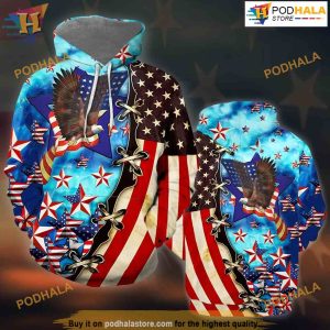 USA Flag Independence Day All Over Printed 3D Hoodie