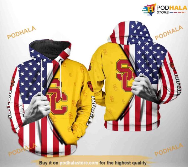 USC Trojans US Flag NCAA 3D Hoodie