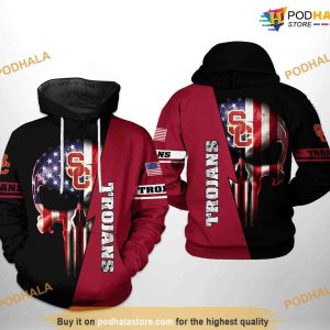 USC Trojans US Flag Skull NCAA 3D Hoodie