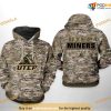 UTEP Miners Camo Veteran NCAA 3D Hoodie