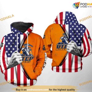 UTEP Miners US Flag NCAA 3D Hoodie