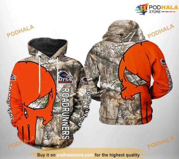 UTSA Roadrunners Camo Veteran Hunting NCAA 3D Hoodie