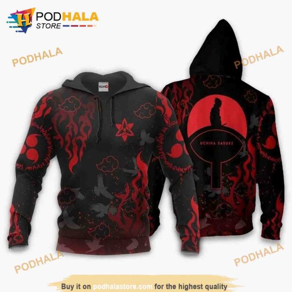 Uchiha Sasuke Naruto Symbols Anime Manga 3D Hoodie