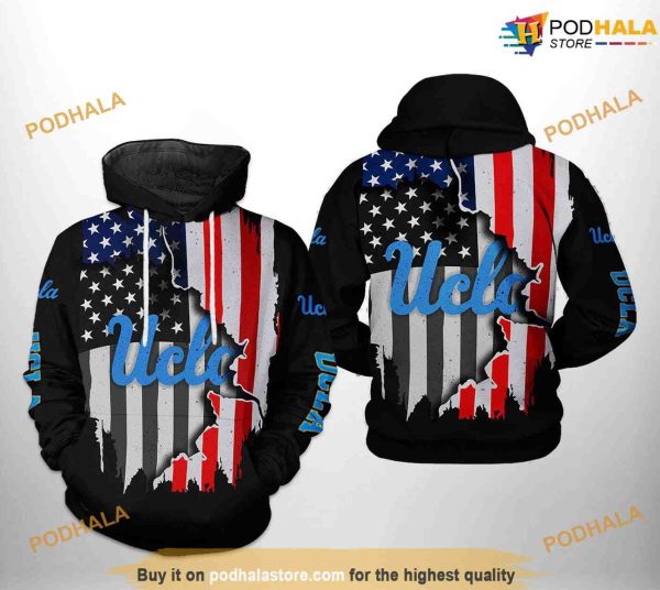 Ucla Bruins US Flag NCAA 3D Hoodie