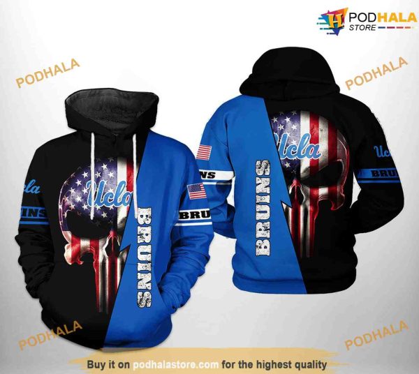 Ucla Bruins US Flag Skull NCAA 3D Hoodie