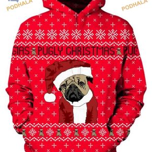 Ugly Pug Xmas 3D Hoodie