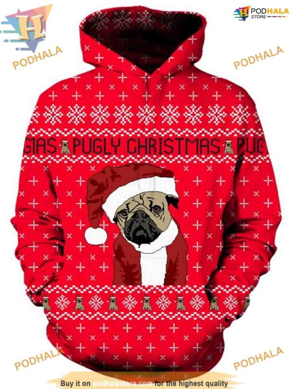 Ugly Pug Xmas 3D Hoodie