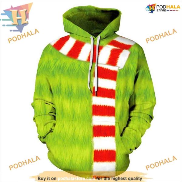 Ugly Xmas Scarf Green Hoodie