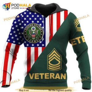 United States Army US Flag Veteran 3D Hoodie Sweatshirt