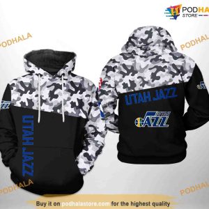 Utah Jazz NBA Camo Veteran Team NBA Hoodie 3D