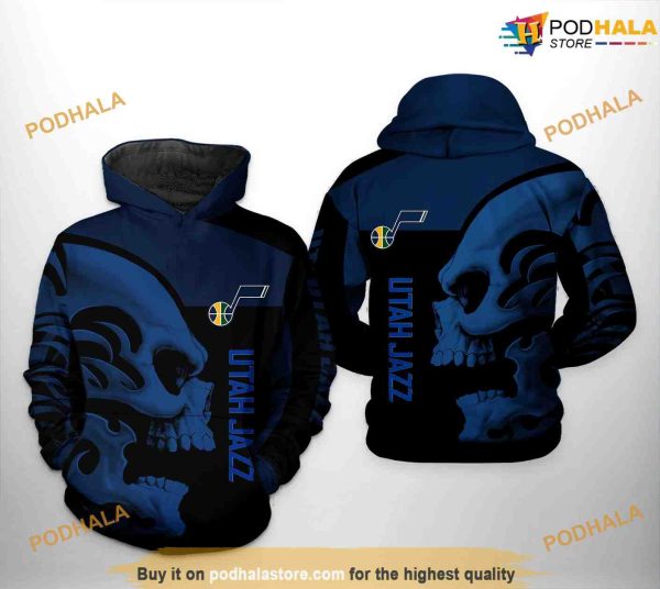 Utah Jazz NBA Skull Team NBA Hoodie 3D