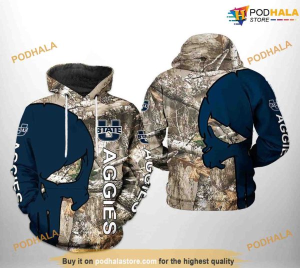 Utah State Aggies Camo Veteran Hunting NCAA 3D Hoodie