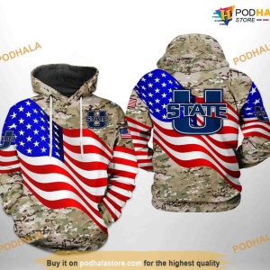 Utah State Aggies US Flag Camo Veteran NCAA 3D Hoodie