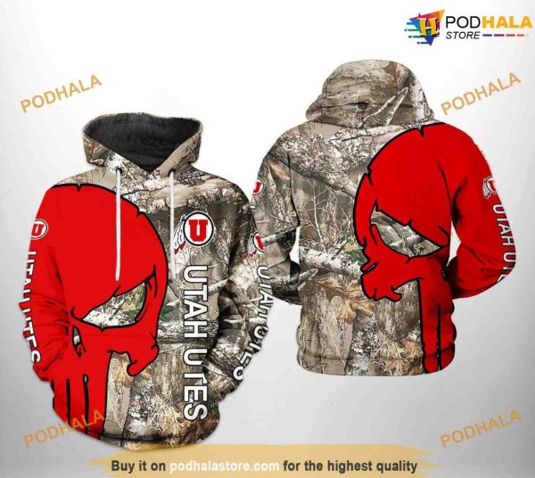 Utah Utes Camo Veteran Hunting NCAA 3D Hoodie