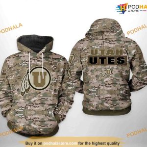 Utah Utes Camo Veteran NCAA 3D Hoodie