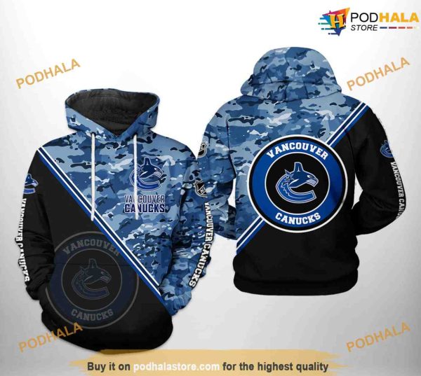 Vancouver Canucks NHL Camo Team NHL Hoodie 3D