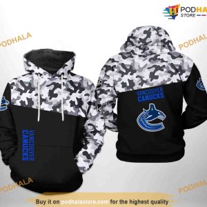 Vancouver Canucks NHL Camo Veteran NHL Hoodie 3D