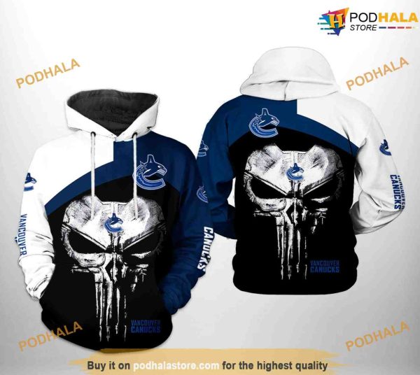 Vancouver Canucks NHL Skull Punisher NHL Hoodie 3D