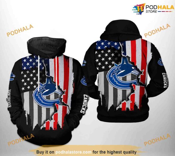 Vancouver Canucks NHL US FLag Team NHL Hoodie 3D