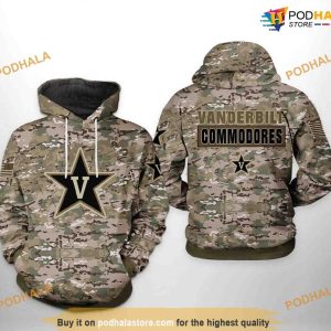 Vanderbilt Commodores Camo Veteran NCAA 3D Hoodie