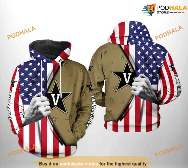 Vanderbilt Commodores US Flag NCAA 3D Hoodie