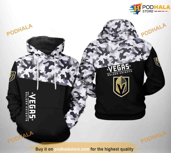 Vegas Golden Knights NHL Camo Veteran NHL Hoodie 3D