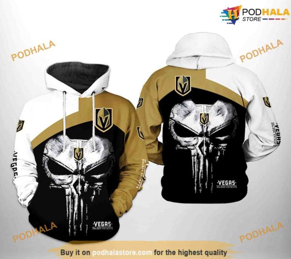 Vegas Golden Knights NHL Skull Punisher NHL Hoodie 3D