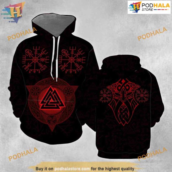 Vegvisir Valknut Celtic All Over Printed 3D Hoodie Sweatshirt