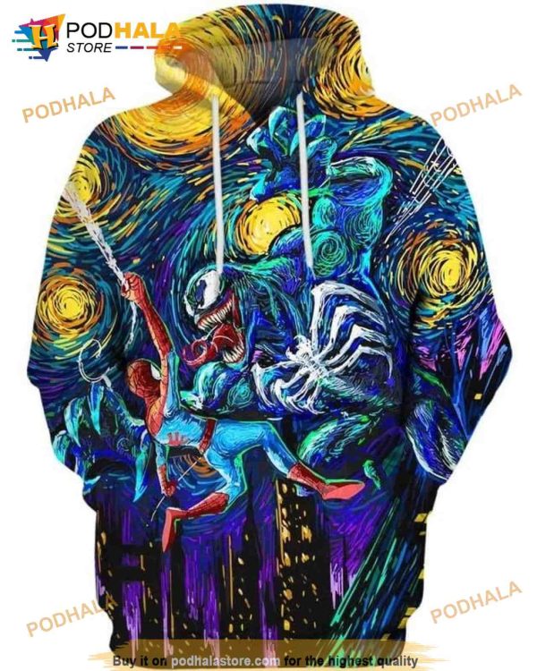 Venom Art Spider Man All Print Halloween Gift Horror Aop Unisex 3D Hoodie Sweatshirt