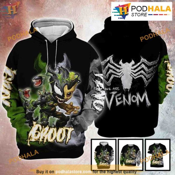 Venom Groot Full Over Printed Unisex 3D Hoodie