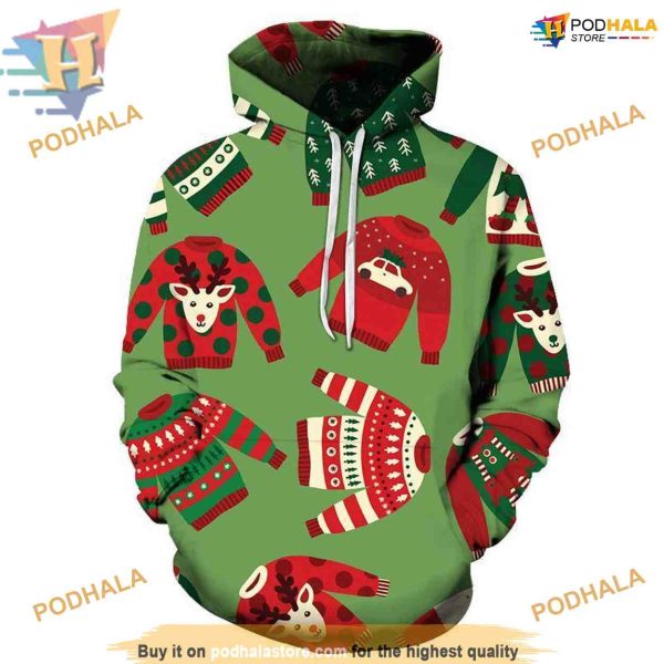 Vibrant Green Christmas 3D Hoodie