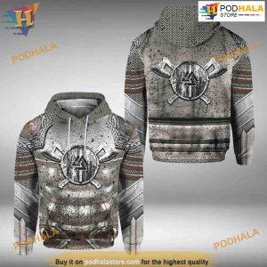 Viking Armor Valknut Symbol All Over Printed 3D Hoodie Sweatshirt