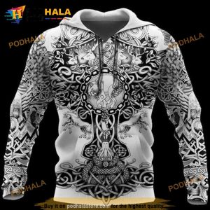 Viking Pattern All Over Printed 3D Hoodie Sweatshirt