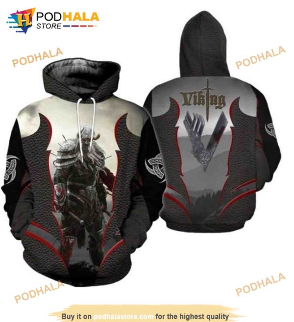 Viking Warrior Over Print 3D Hoodie