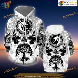 Vikings Tree Of Life Tattoo All Over Printed 3D Hoodie Sweatshirt