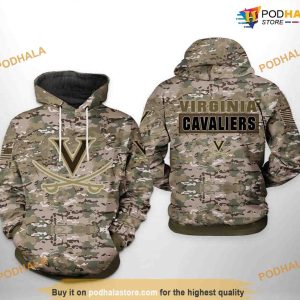 Virginia Cavaliers Camo Veteran NCAA 3D Hoodie