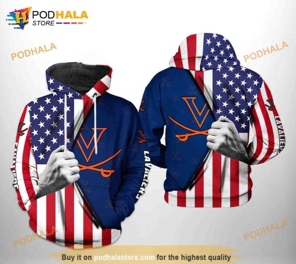 Virginia Cavaliers NCAA US Flag All Over Print 3D Hoodie