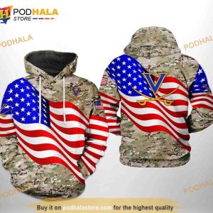 Virginia Cavaliers NCAA US Flag Camo Veteran All Over Print 3D Hoodie