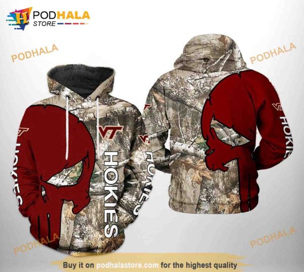 Virginia Tech Hokies NCAA Camo Veteran Hunting All Over Print 3D Hoodie