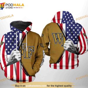 Wake Forest Demon Deacons NCAA US Flag All Over Print 3D Hoodie