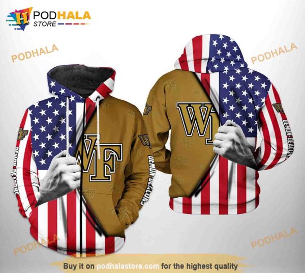 Wake Forest Demon Deacons NCAA US Flag All Over Print 3D Hoodie