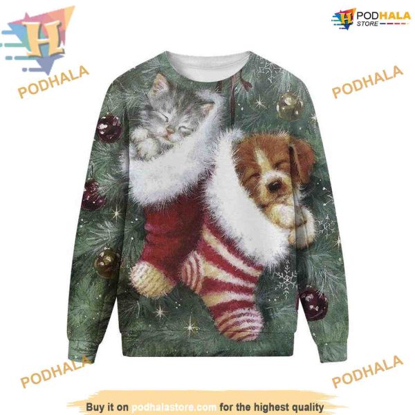 Warm Dog Cat Xmas Sweatshirt 3D Hoodie