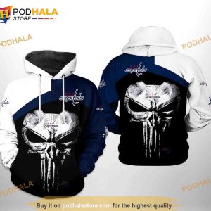 Washington Capitals NHL Skull Punisher All Over Print 3D Hoodie