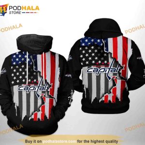 Washington Capitals NHL US FLag Team All Over Print 3D Hoodie