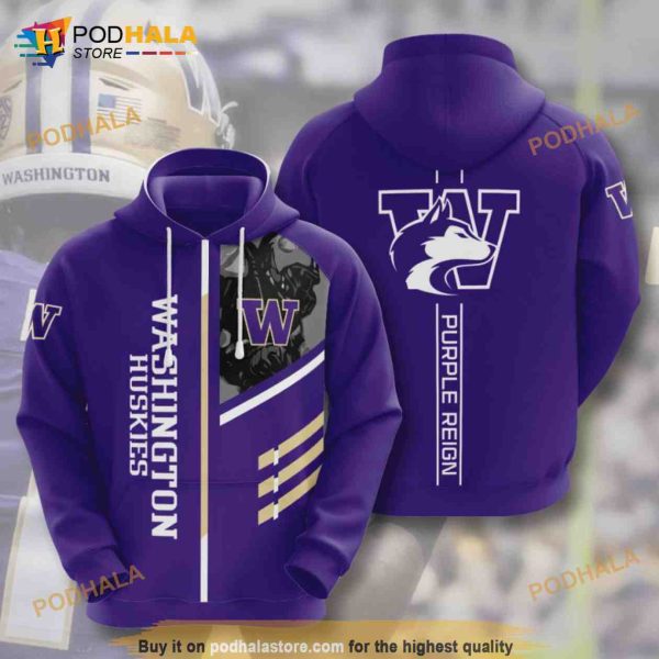 Washington Huskies American Football All Over Print 3D Hoodie