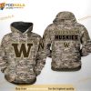 Washington Huskies NCAA Camo Veteran All Over Print 3D Hoodie