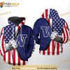 Washington Huskies NCAA US Flag All Over Print 3D Hoodie